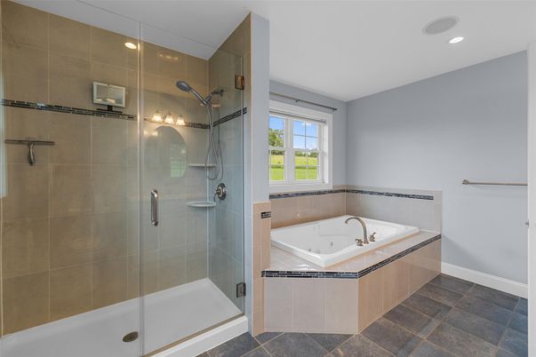 Bathroom, Glass Shower, Interior, Recessed Lighting