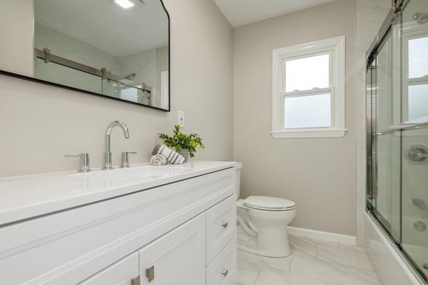Bathroom, Glass Shower, Interior, Marble, Recessed Lighting