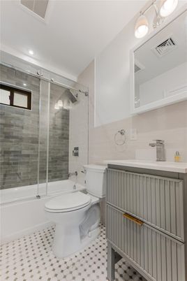 Bathroom, Glass Shower, Interior, Recessed Lighting