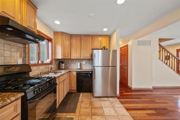Interior, Kitchen, Recessed Lighting, Wood Texture Flooring