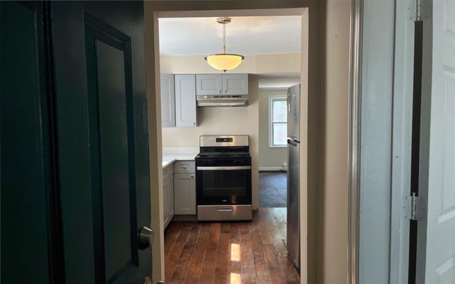 Interior, Kitchen, Pendant Lights, Stainless Steel Appliances, Wood Texture Flooring