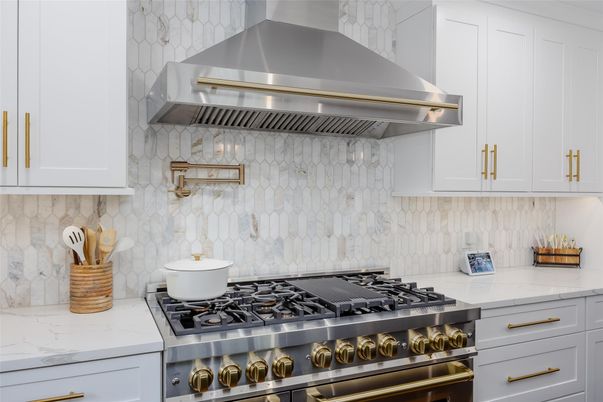 Interior, Kitchen, Marble Walls, Stainless Steel Appliances