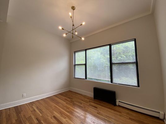 Empty room, Interior, Pendant Lights, Wood Texture Flooring
