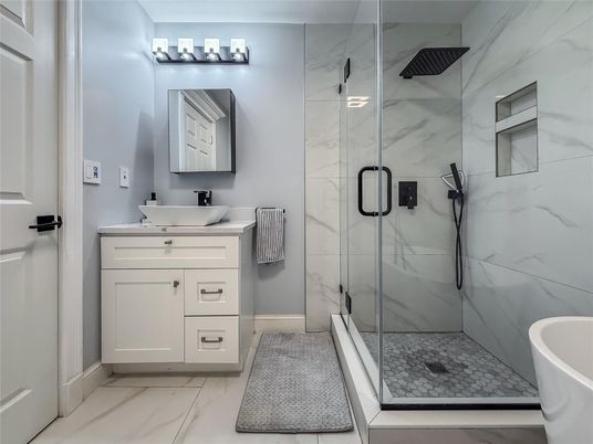 Bathroom, Glass Shower, Interior, Marble, Marble Walls