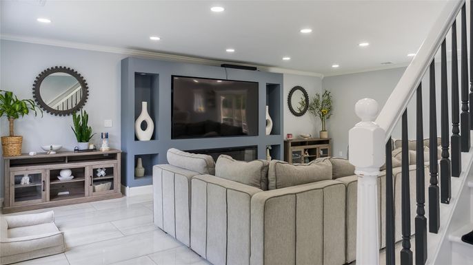 Fireplace, Interior, Living room, Recessed Lighting