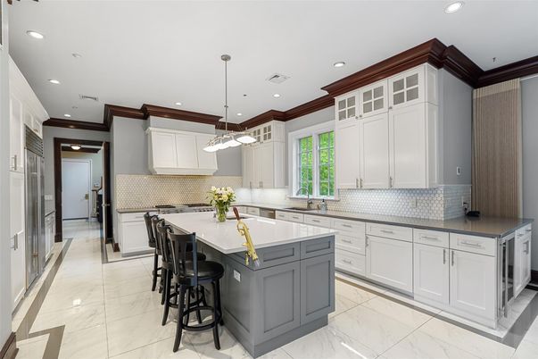 Interior, Kitchen, Marble, Pendant Lights, Recessed Lighting