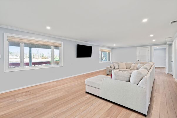 Interior, Living room, Recessed Lighting, Wood Texture Flooring