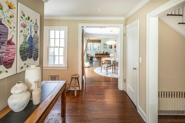 Dining room, Interior, Pendant Lights, Recessed Lighting, Wood Texture Flooring