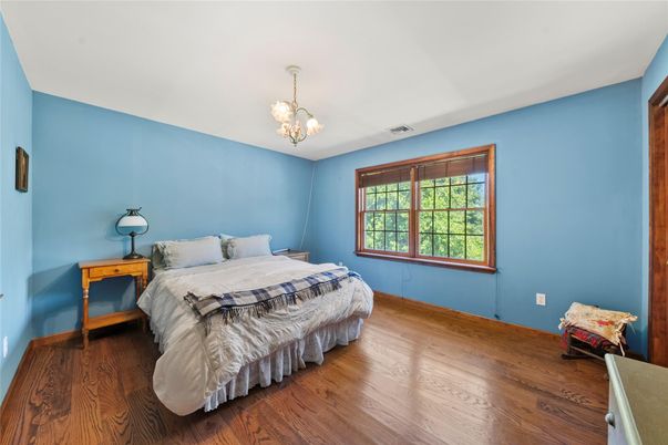 Bedroom, Chandelier, Interior, Wood Texture Flooring