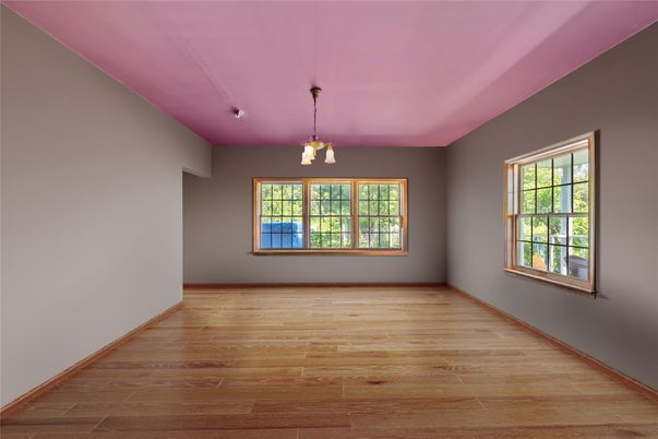 Empty room, Interior, Pendant Lights, Wood Texture Flooring