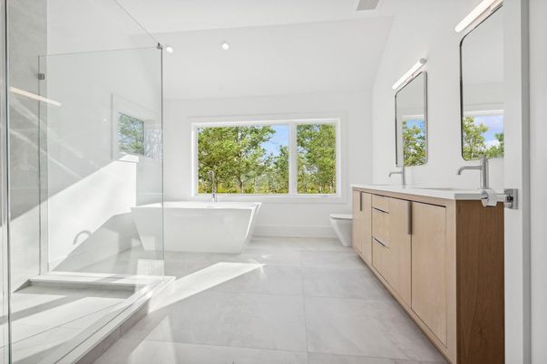 Bathroom, Dual Sink Vanities, Free Standing Baths, Glass Shower, Interior, Recessed Lighting