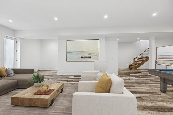 Billiard Table, Game Room, Interior, Living room, Recessed Lighting, Wood Texture Flooring