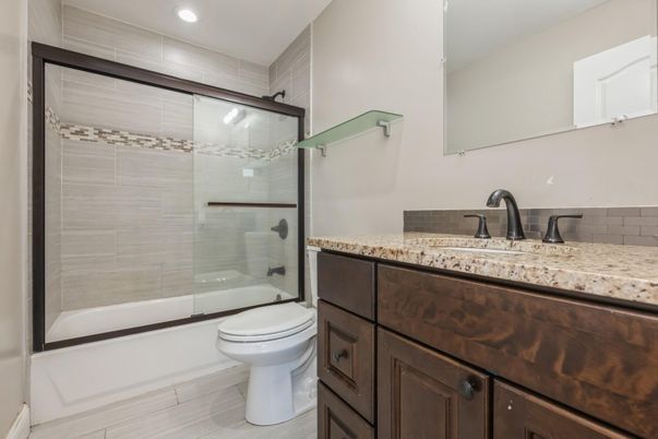 Bathroom, Glass Shower, Interior, Recessed Lighting