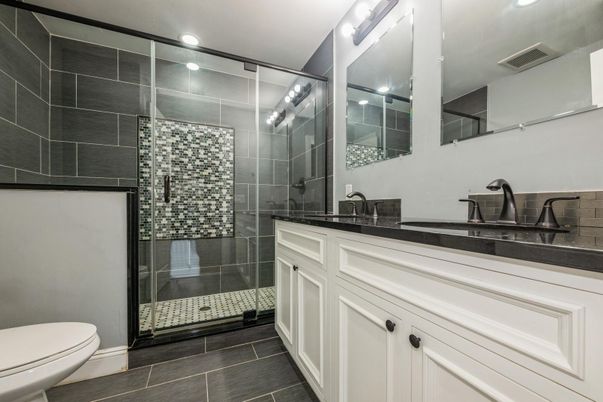 Bathroom, Glass Shower, Interior, Recessed Lighting
