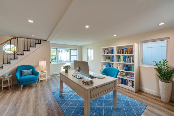 Home Office, Interior, Recessed Lighting, Wood Texture Flooring