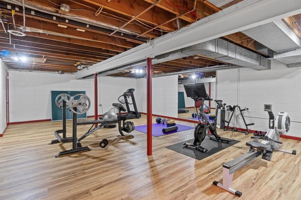 Fitness Equipment, Interior, Wooden Beams, Wood Texture Flooring