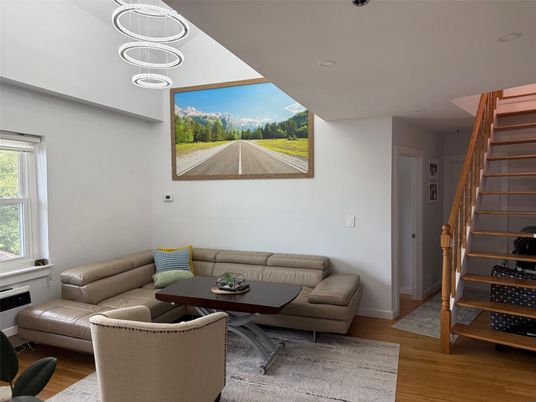 Interior, Living room, Pendant Lights, Wood Texture Flooring