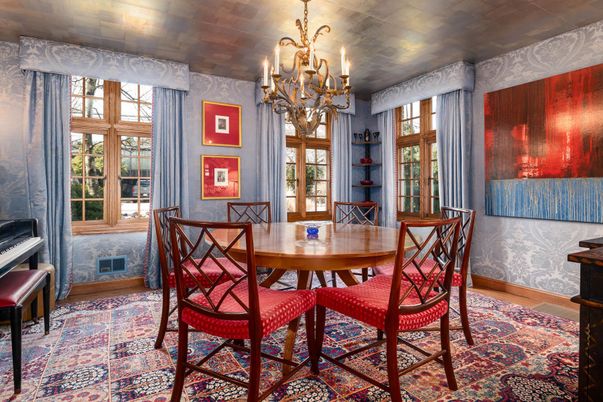Chandelier, Dining room, Interior, Wood Texture Flooring