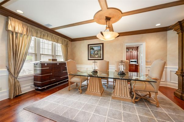 Home Office, Interior, Recessed Lighting, Wood Texture Flooring