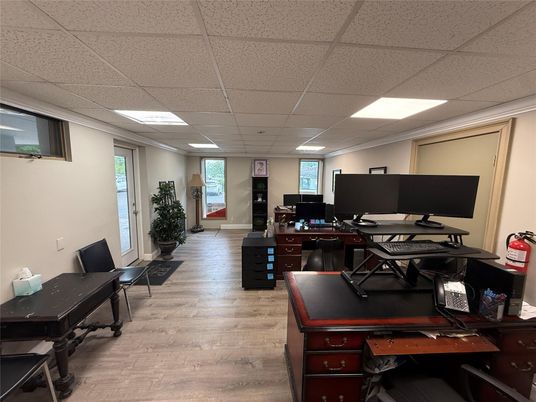 Home Office, Interior, Recessed Lighting, Wood Texture Flooring