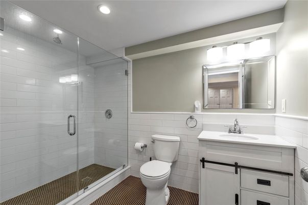 Bathroom, Glass Shower, Interior, Recessed Lighting