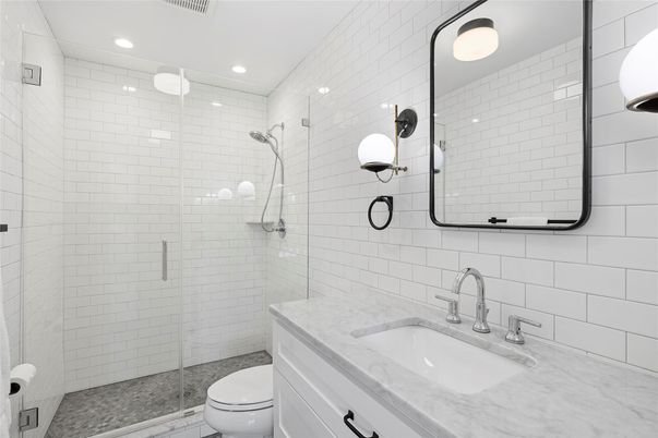 Bathroom, Glass Shower, Interior, Recessed Lighting