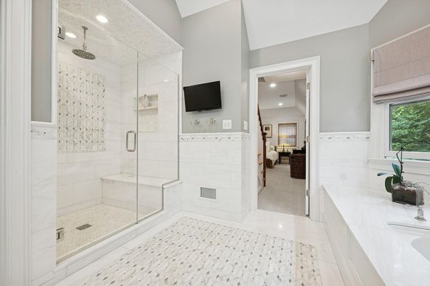 Bathroom, Glass Shower, Interior, Recessed Lighting