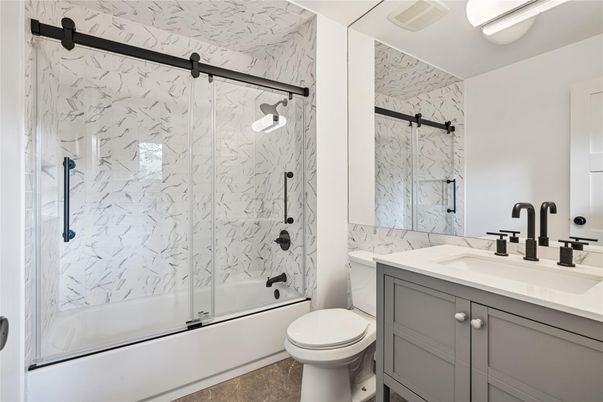 Bathroom, Glass Shower, Interior, Marble Walls