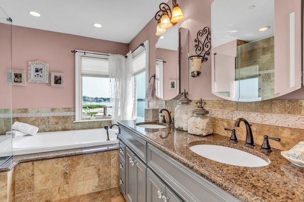 Bathroom, Dual Sink Vanities, Glass Shower, Interior, Recessed Lighting