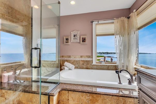 Bathroom, Glass Shower, Interior, Recessed Lighting, Water