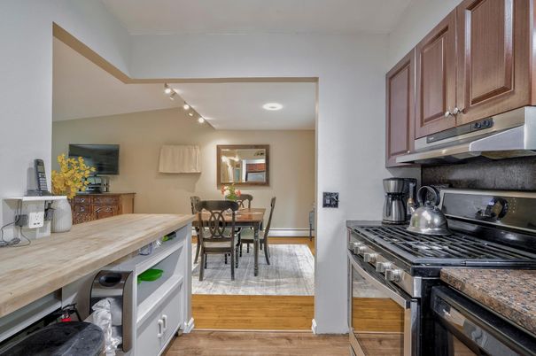 Dining room, Interior, Kitchen, Recessed Lighting, Wood Texture Flooring