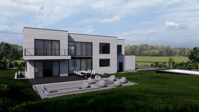 Backyard, Exterior, Facade, Modern