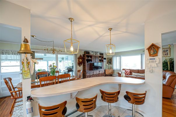 Dining room, Interior, Living room, Pendant Lights, Wood Texture Flooring