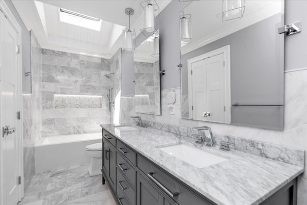 Bathroom, Dual Sink Vanities, Interior, Marble, Marble Walls