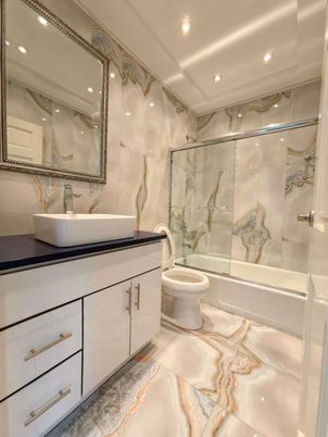 Bathroom, Glass Shower, Interior, Recessed Lighting