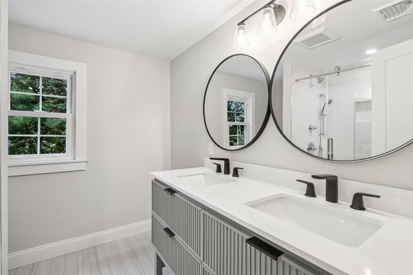 Bathroom, Dual Sink Vanities, Interior, Wood Texture Flooring