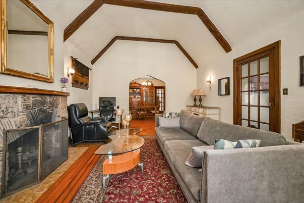 Fireplace, Interior, Living room, Wooden Beams, Wood Texture Flooring