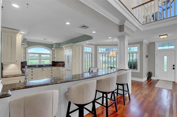 Interior, Kitchen, Pendant Lights, Recessed Lighting, Wood Texture Flooring