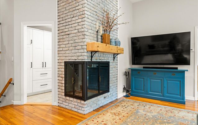 Fireplace, Interior, Stone Walls, Wood Texture Flooring