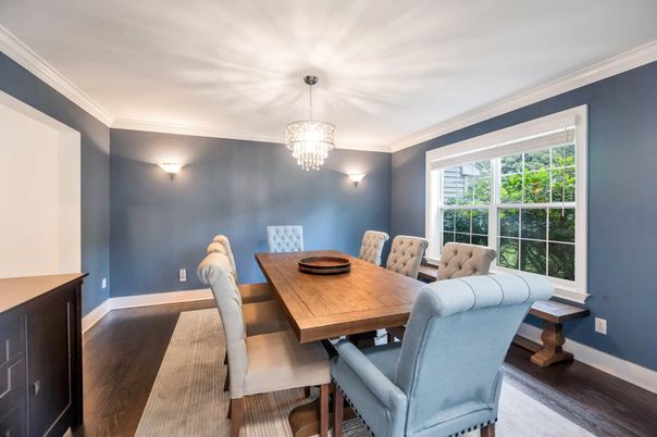 Chandelier, Dining room, Interior, Wood Texture Flooring