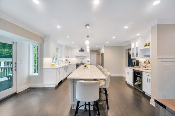 Interior, Kitchen, Pendant Lights, Recessed Lighting, Wood Texture Flooring