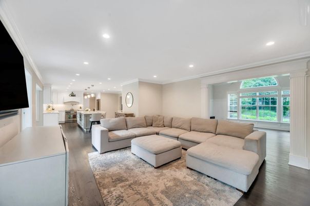 Dining room, Interior, Kitchen, Living room, Pendant Lights, Recessed Lighting, Wood Texture Flooring