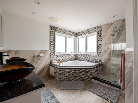 Bathroom, Glass Shower, Interior, Recessed Lighting