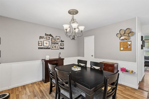 Chandelier, Dining room, Interior, Wood Texture Flooring