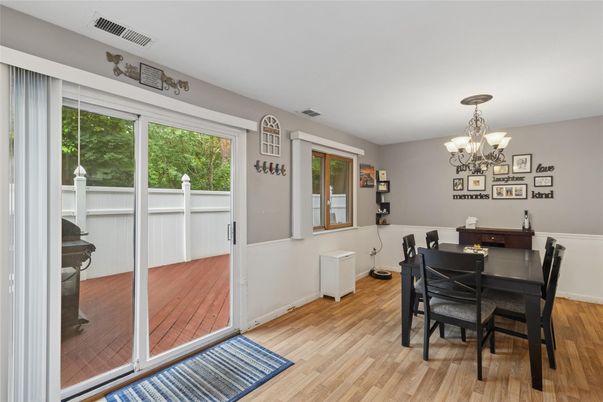 Chandelier, Dining room, Interior, Wood Texture Flooring