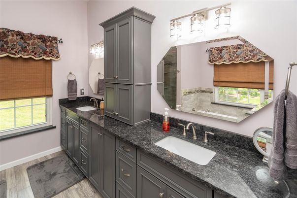 Bathroom, Dual Sink Vanities, Interior, Wood Texture Flooring