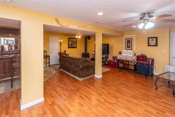 Interior, Living room, Recessed Lighting, Wood Texture Flooring