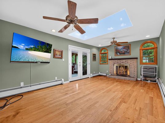 Empty room, Fireplace, Interior, Recessed Lighting, Wood Texture Flooring