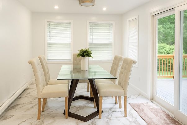 Dining room, Interior, Marble, Recessed Lighting