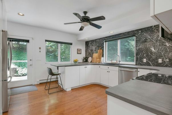 Interior, Kitchen, Recessed Lighting, Wood Texture Flooring